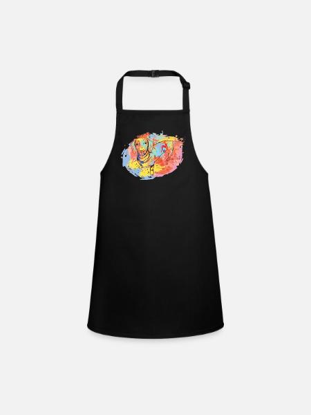 Retro Graphic Dachshund Dog Owner Dog Lover Wiener - Children's Apron - black - Front