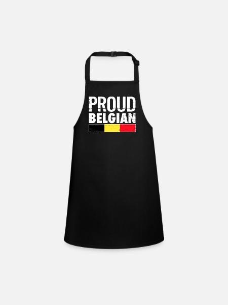 Fier drapeau belge belge - Tablier Enfant - noir - Devant