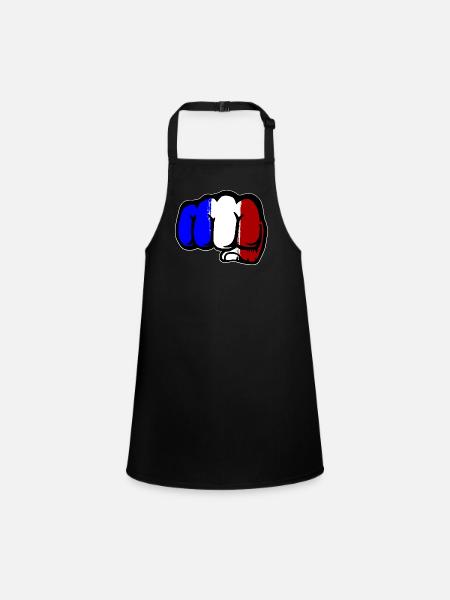 Drapeau de la France main poing - Tablier Enfant - noir - Devant