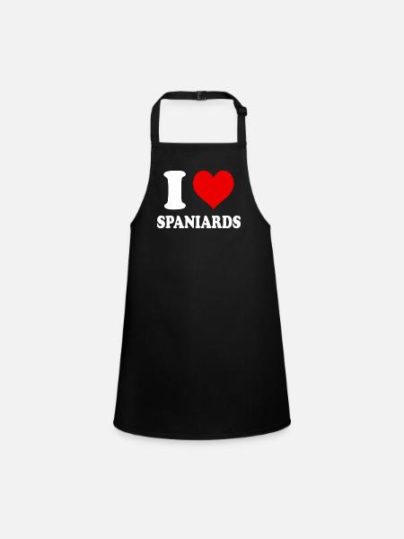 I Love Spaniards Heart Funny Witty - Children's Apron - black - Front