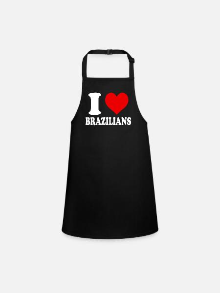 I Love Brazilians Heart Funny Witty - Children's Apron - black - Front