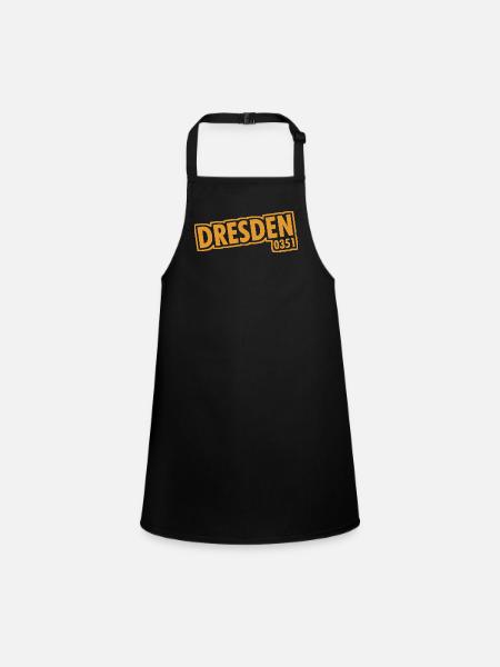 Dresden - 0351 - Area Code - Saxony - Children's Apron - black - Front