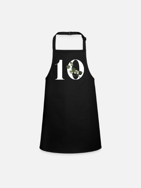 Numéro 10 floral vert -10e anniversaire floral - Tablier Enfant - noir - Devant
