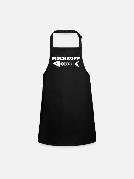 FISCHKOPP - Schürze für Kinder - Schwarz - Vorne