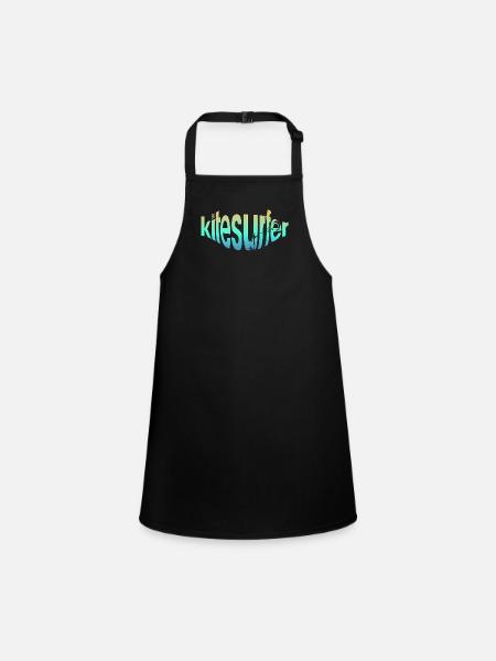 Kitesurfer in writing - Children's Apron - black - Front