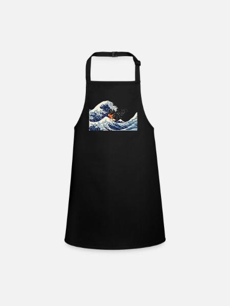 Surfing the great wave - Children's Apron - black - Front