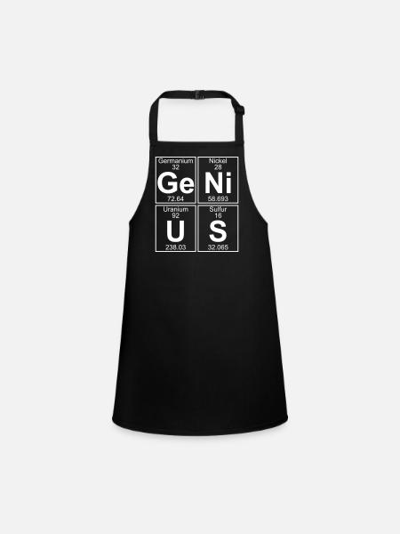 Ge-Ni-U-S (genius) - Full - Children's Apron - black - Front