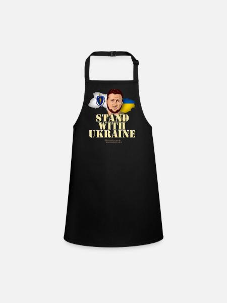 Ukraine Massachusetts Zelenskyj T-Shirt Design - Children's Apron - black - Front