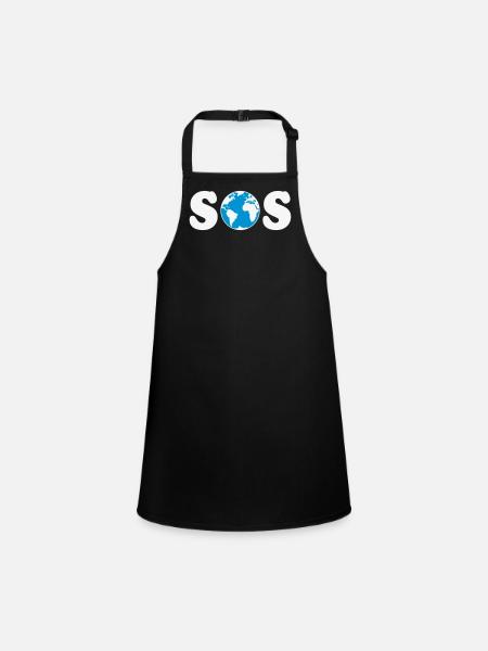SOS – Jour de la Terre / Changement climatique (W / 2C / SVG) - Tablier Enfant - noir - Devant