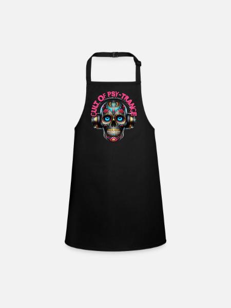 CULT OF PSY-TRANCE - Cool Skull with Headphones! - Children's Apron - black - Front