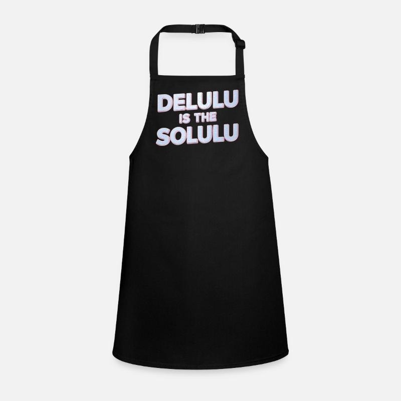 Delulu Is The Solulu 3D Silber Typografie Schürze für Kinder