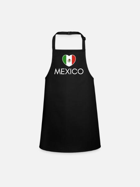 Cœur avec drapeau mexicain, fierté mexicaine - Tablier Enfant - noir - Devant