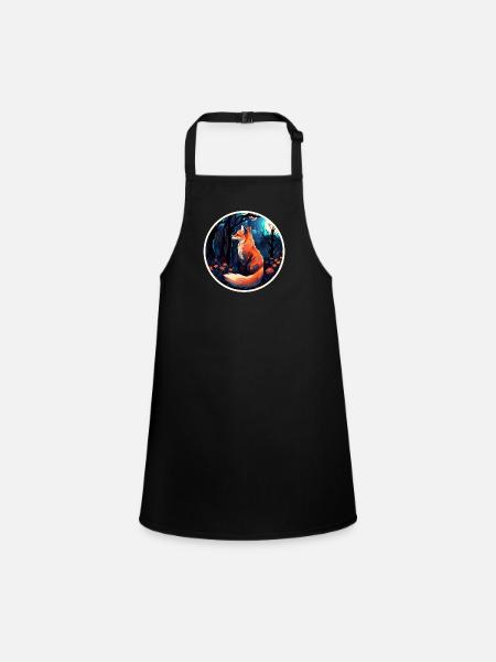 Pack animals: foxes, foxes, forest dwellers, forest animals - Children's Apron - black - Front