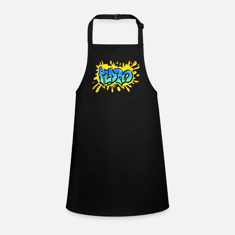 PEDRO Graffiti splash jaune prenom imprimable Tablier Enfant