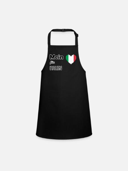 Mein Herz für Italien - Schürze für Kinder - Schwarz - Vorne
