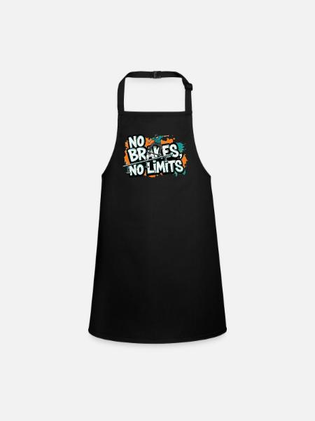 No Brakes, No Limits Urban Skater Street Fashion - Children's Apron - black - Front