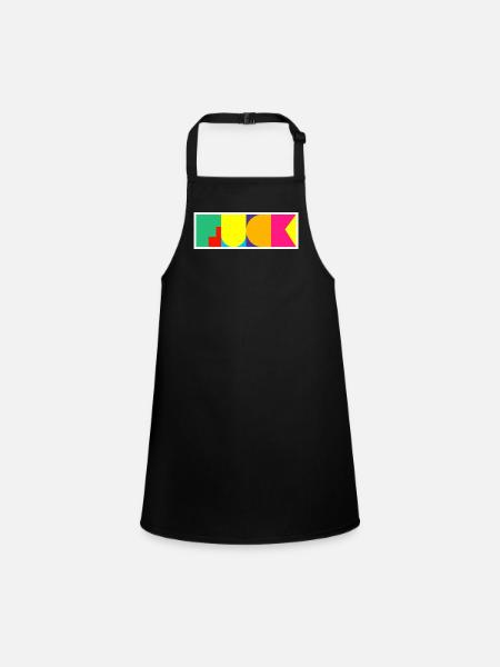 Funny Pop Art F-Word - Children's Apron - black - Front