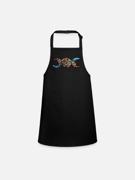 Triple Moon Symbol Ostara Bloom - Children's Apron - black - Front