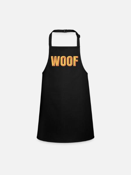 Woof Beveled Text Design - Children's Apron - black - Front