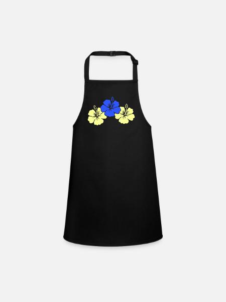 Hibiscus Flowers - Children's Apron - black - Front