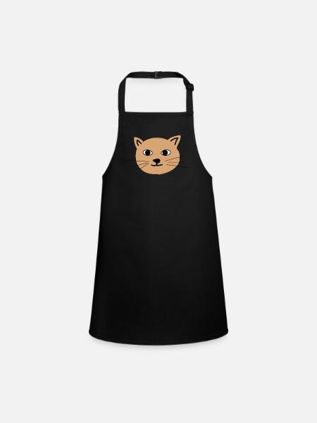 cat face 1 - Children's Apron - black - Front