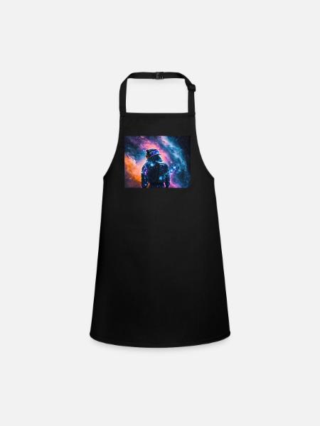 Female astronaut in space - Children's Apron - black - Front