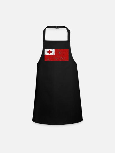 Geschenk für Tonga - Schürze für Kinder - Schwarz - Vorne