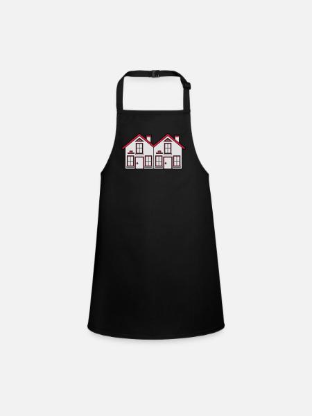 Semi-detached 2 houses neighborhood neighbors pret - Children's Apron - black - Front