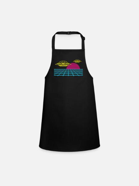Verpasse deinem Outfit etwas Retro UFO Invasion - Schürze für Kinder - Schwarz - Vorne