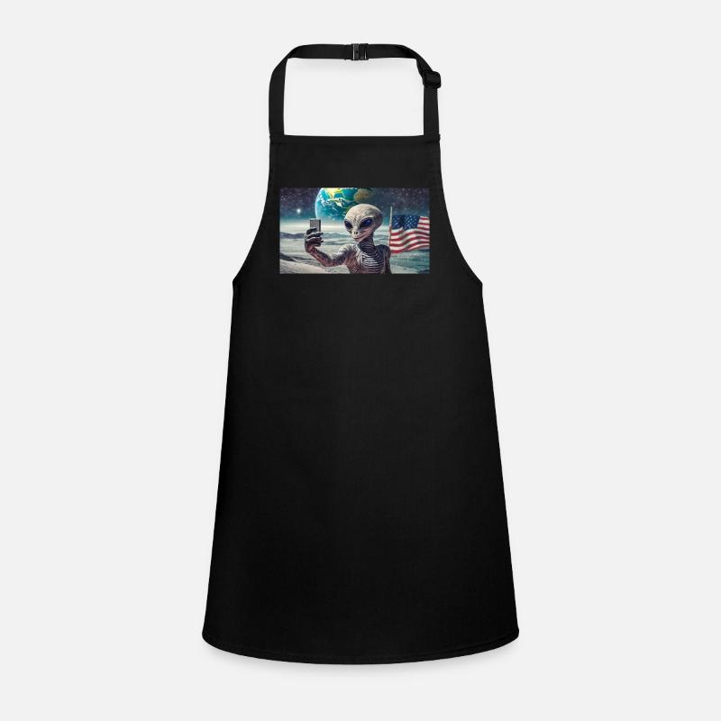 grey alien on the moon surface – making selfies Children's Apron