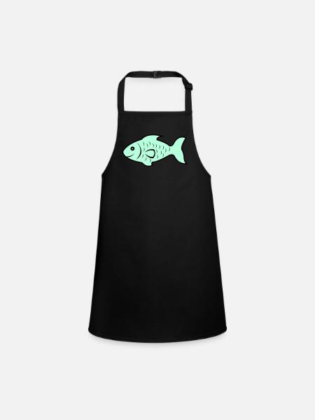 fish1 - Children's Apron - black - Front