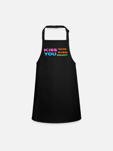 Fierté / CSD / LGBTQ+ Design « Kiss » - Tablier Enfant - noir - Devant