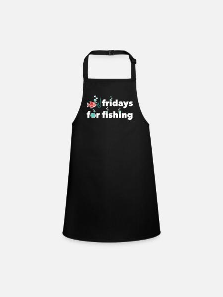 Fischen Angeln Rute Fischer Geschenk - Schürze für Kinder - Schwarz - Vorne