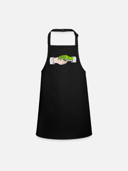 Greeting Handshake Snake Bites - Children's Apron - black - Front