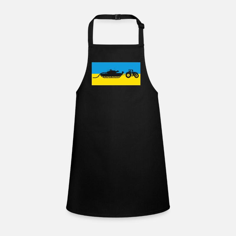 Ukrainian tractor pulling a tank. Children's Apron