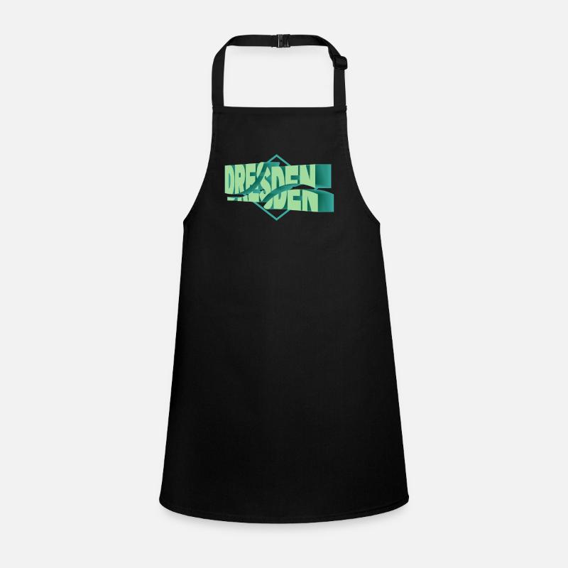 Dresden Germany City 3D Font Skyline Children's Apron