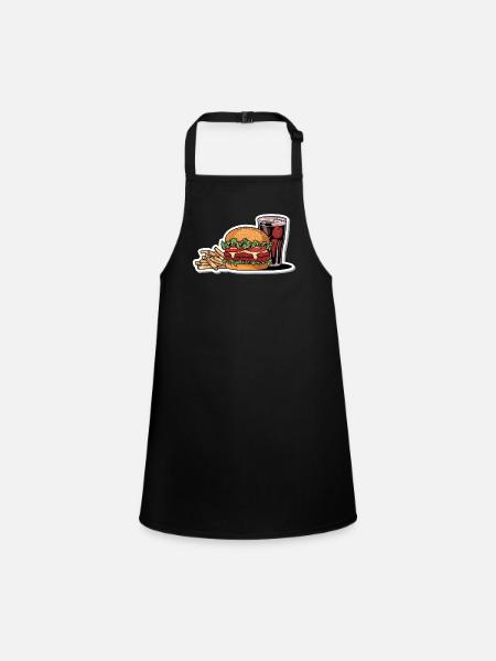 HAMBURGER FAST FOOD SNACK BUN BURGER - Children's Apron - black - Front