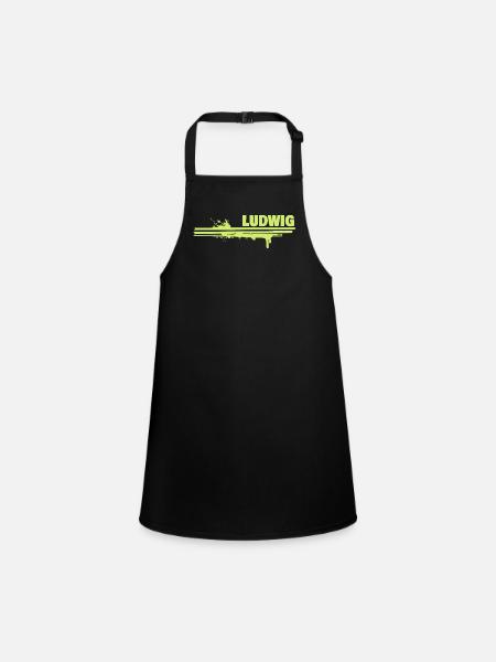 Geschenk für Ludwig - Schürze für Kinder - Schwarz - Vorne