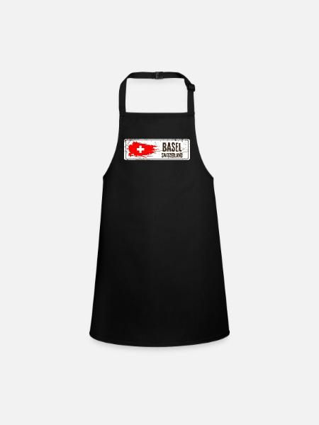 Basel Switzerland Flag - Children's Apron - black - Front