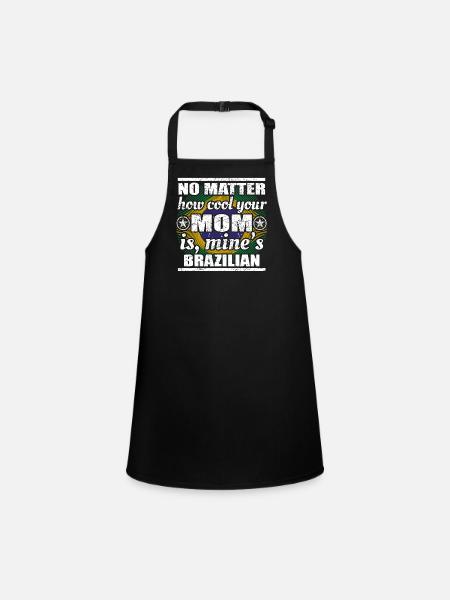 no matter mom cool mother gift brazil png - Children's Apron - black - Front