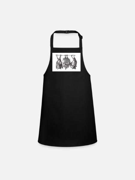 Vampire owl and bats - Children's Apron - black - Front
