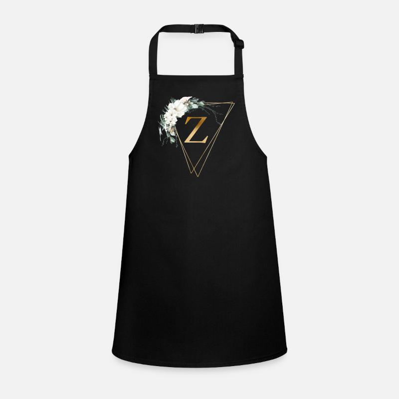 Customizable Monogram Z - Children's Apron - black