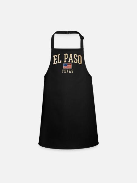 El Paso, Texas, Vintage Americana - Tablier Enfant - noir - Devant
