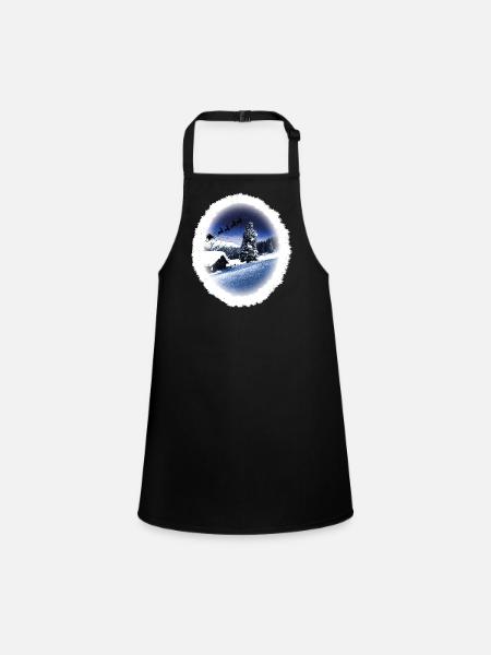 Christmas sledding - Children's Apron - black - Front