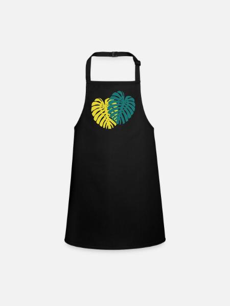 Monstera Leaf - Children's Apron - black