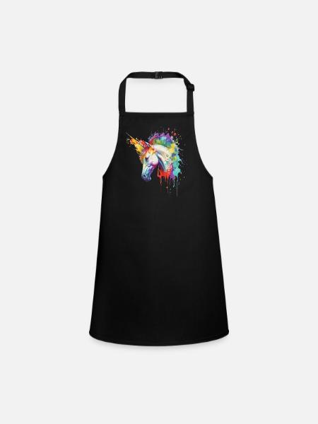 Licorne Magie Fantaisie Fable Couleurs Colorées Art - Tablier Enfant - noir - Devant
