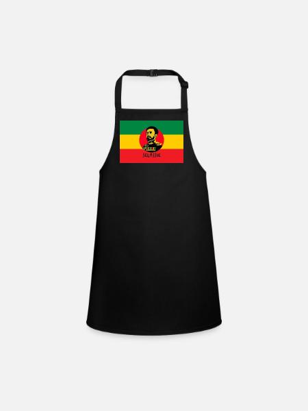 REGGAE FLAG - HAILE SELASSIE - JAH RASTAFARI - Children's Apron - black - Front