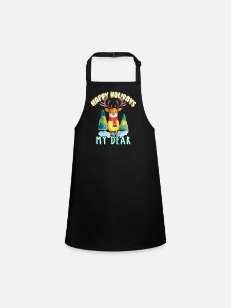 Happy Holidays my Dear - Children's Apron - black - Front
