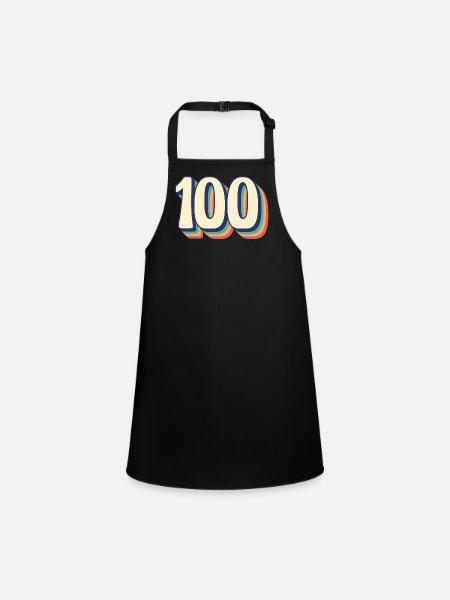 Vintage Rétro Numéro 100 cent T-Shirt - Tablier Enfant - noir - Devant