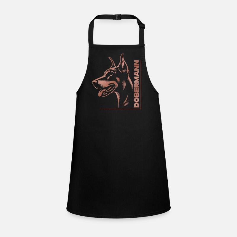 Doberman pinscher, dog head, drawing rose gold Children's Apron